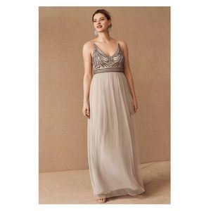 Anthropologie BHLDN sz 4 Vilette Evening Gown Fog